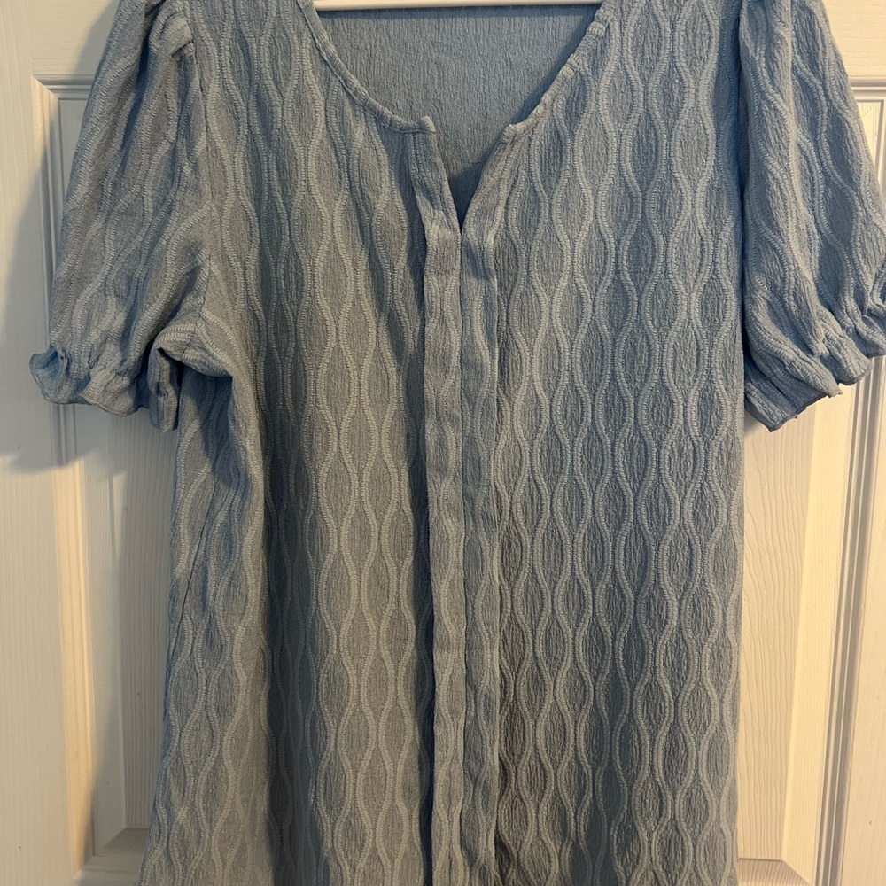 Textured Blue Blouse
